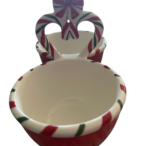 Fitz & Floyd Sugar Coated Christmas Two (2) Section Divided Candy / Dip  Bowl - Picture 3 of 8